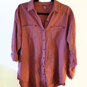 Free People Purple Button Down Shirt